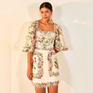 FARM Rio Cream Floral Mini Dress